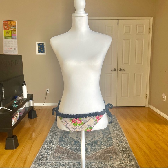 Betsey Johnson Floral Bikini Bottom with Black Ties - Picture 1 of 5